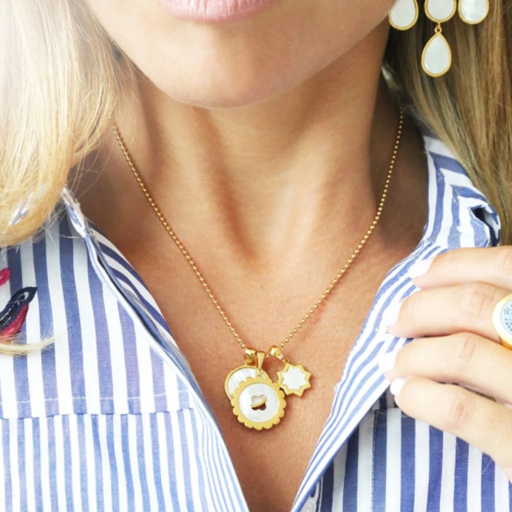 Asha Quinn Charm Necklace with Gold Chain